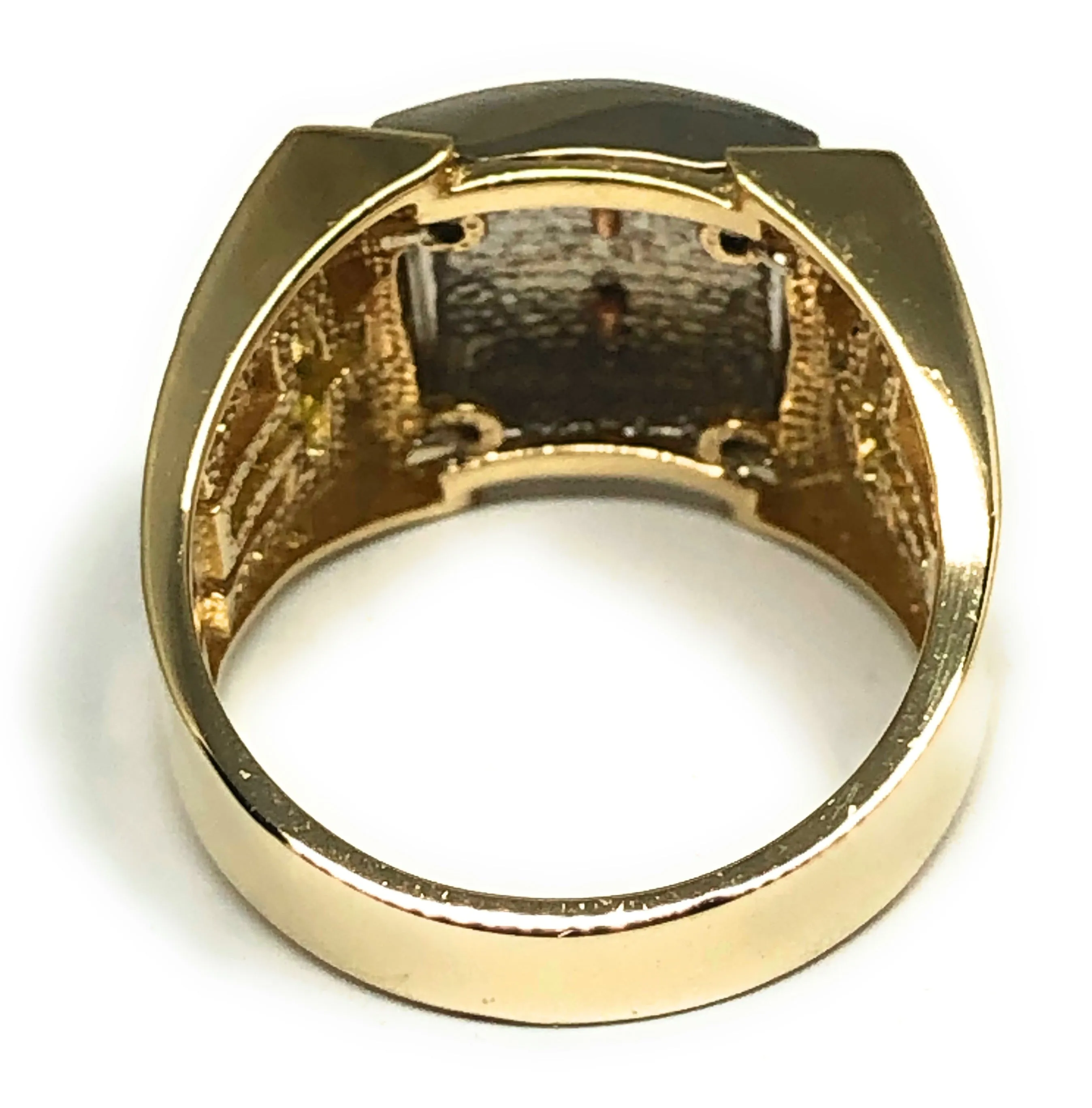 10k Solid Gold Tri-Color Jesus Crucifix Ring (9.1g) (FC 128)