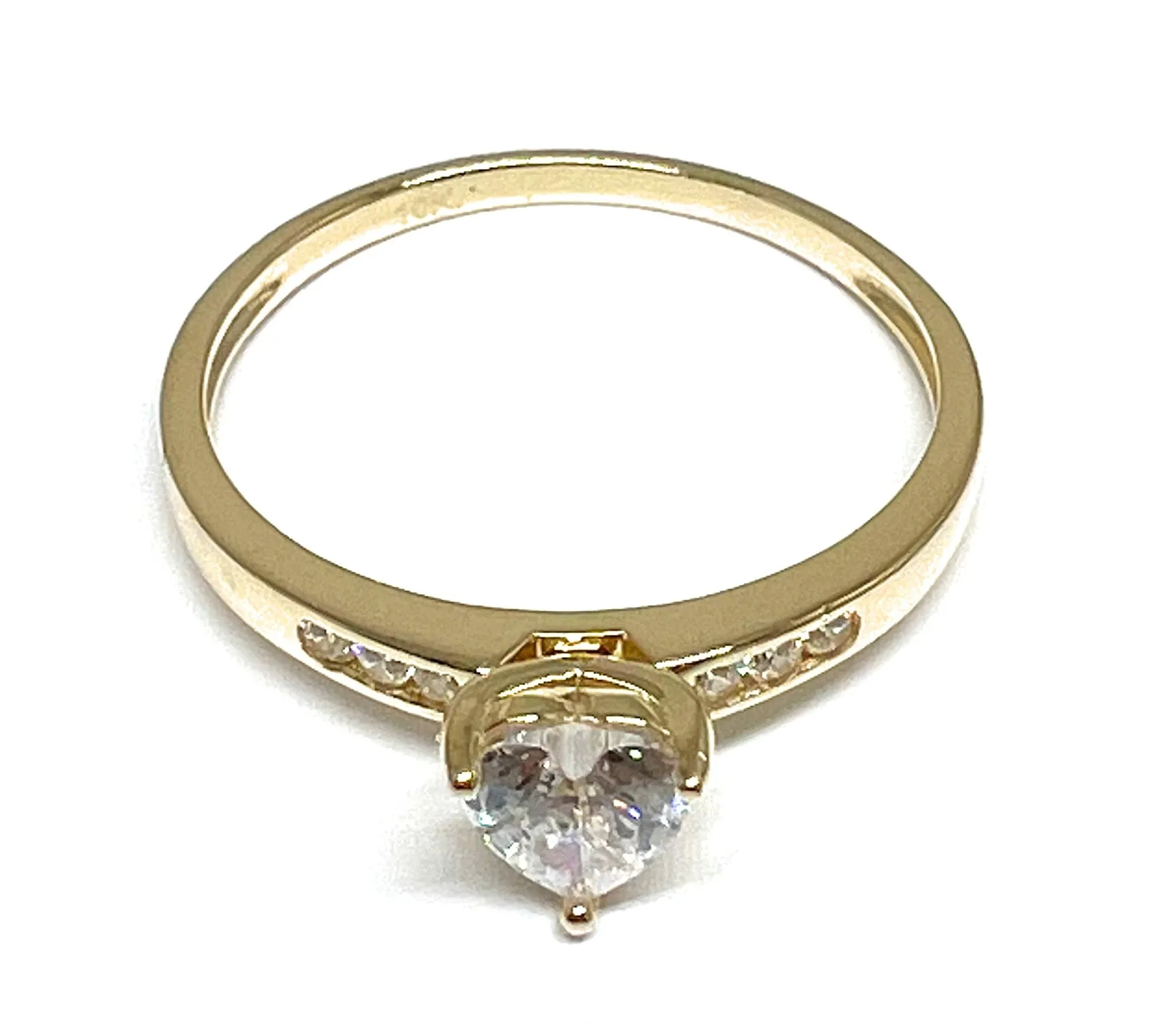 10k Solid Gold Yellow Gold Heart White CZ Ring (FC 152)