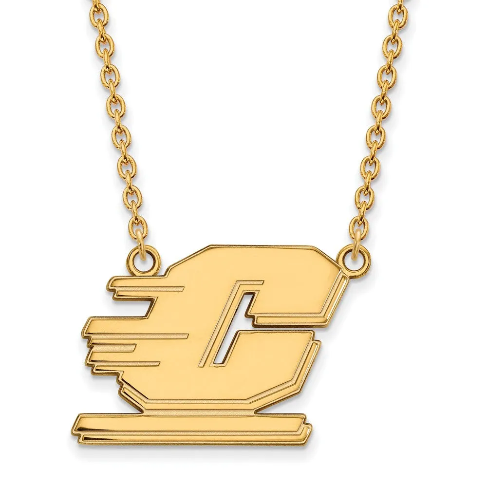 10k Yellow Gold Central Michigan U Large Pendant Necklace