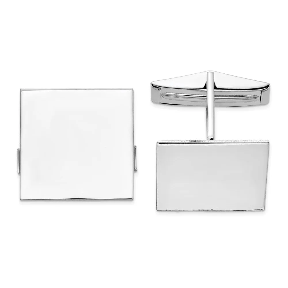 14K Yellow or White Gold Polished Square Cuff Links, 17mm