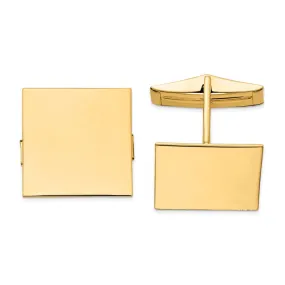 14K Yellow or White Gold Polished Square Cuff Links, 17mm