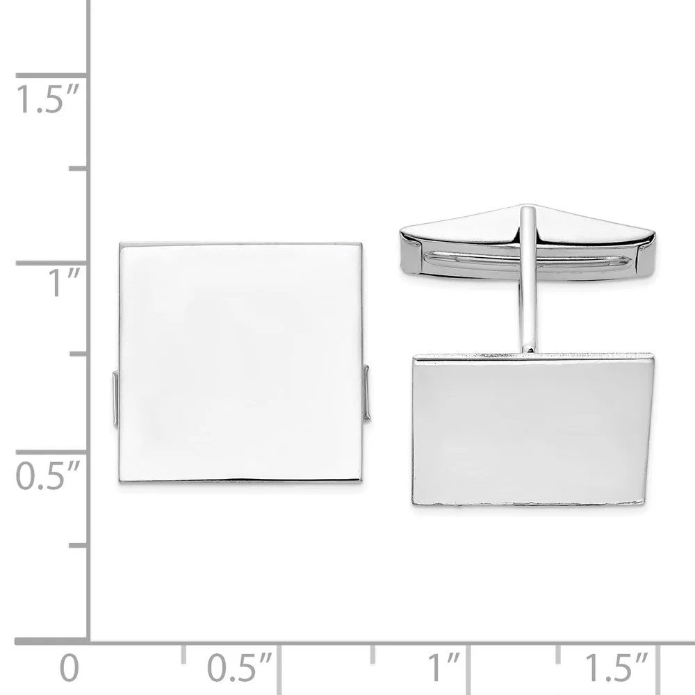 14K Yellow or White Gold Polished Square Cuff Links, 17mm