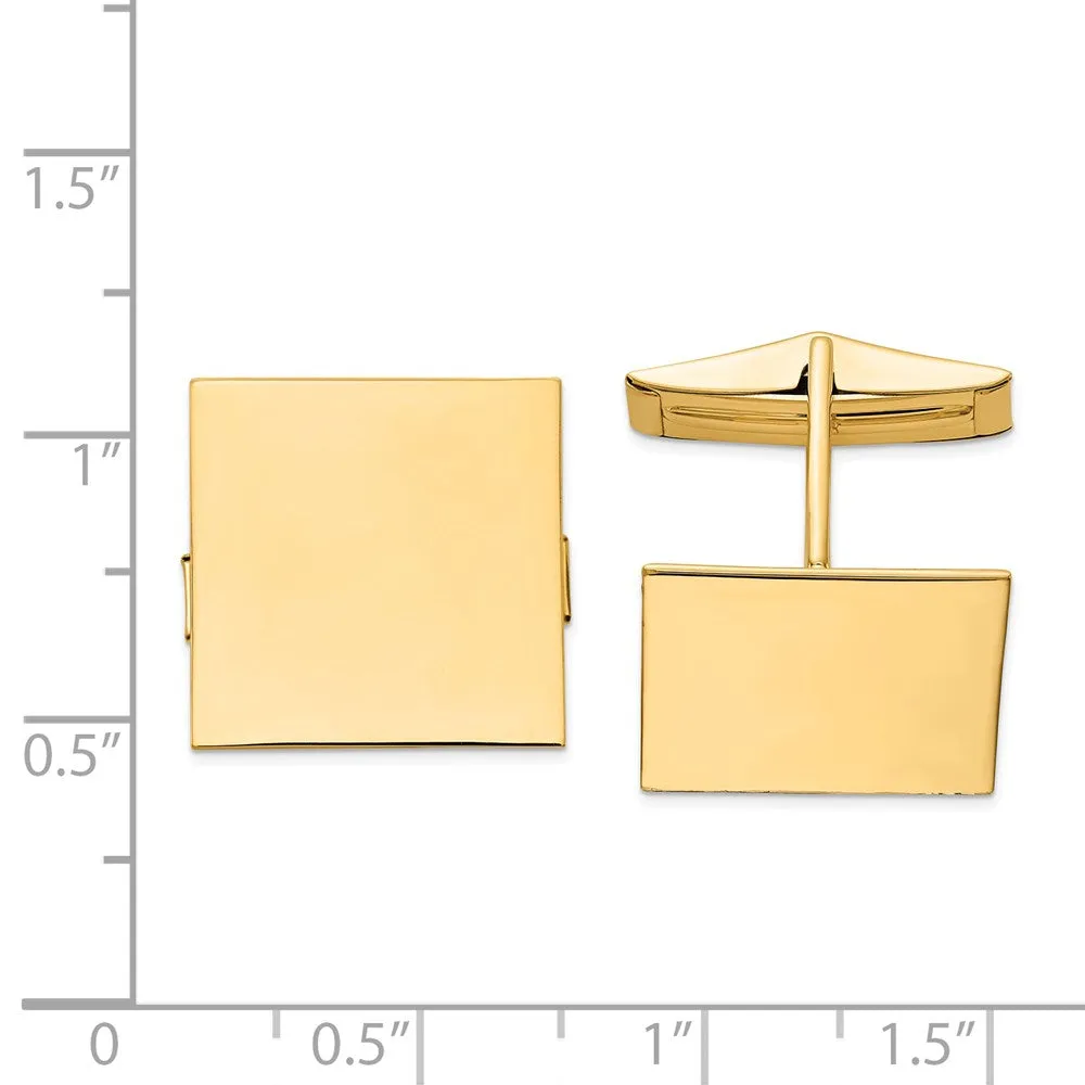 14K Yellow or White Gold Polished Square Cuff Links, 17mm