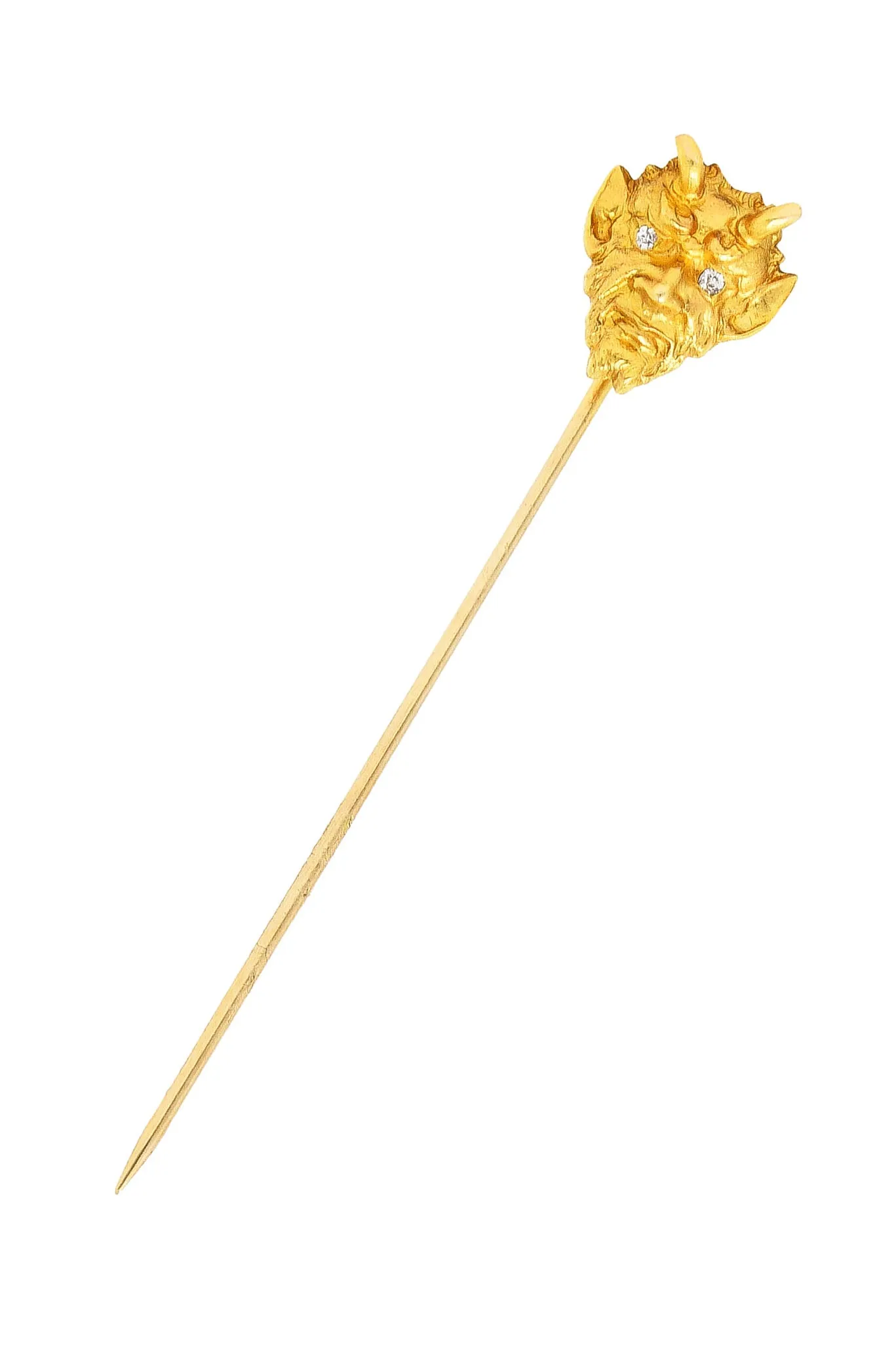 1900 Late Victorian Diamond 18 Karat Yellow Gold Devil Stickpin