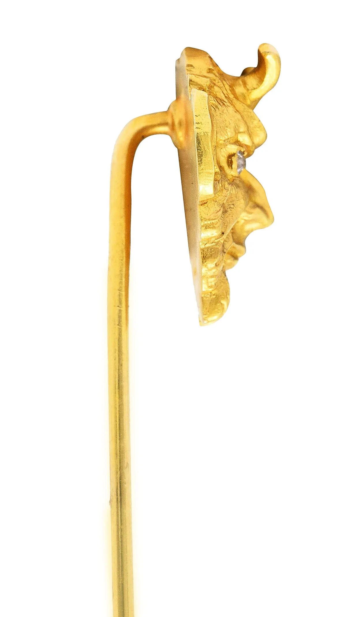 1900 Late Victorian Diamond 18 Karat Yellow Gold Devil Stickpin