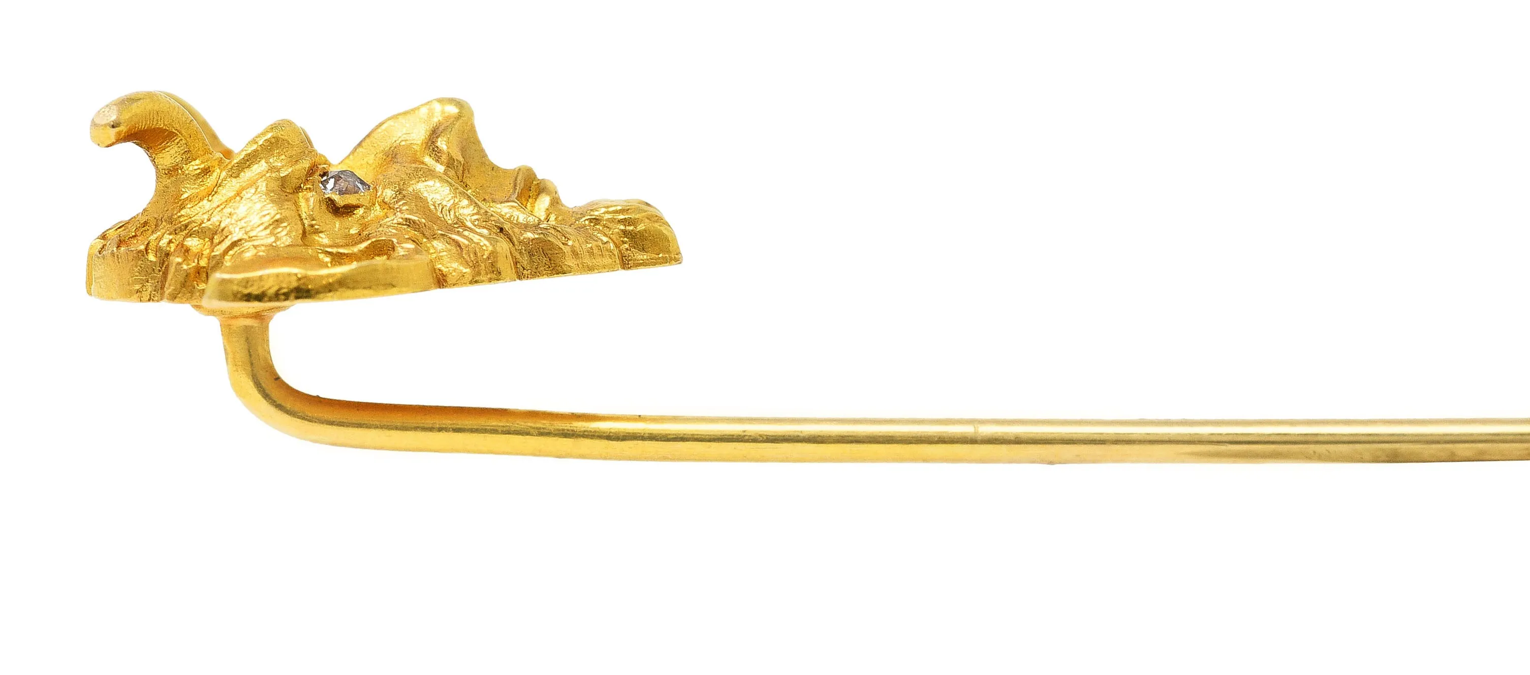 1900 Late Victorian Diamond 18 Karat Yellow Gold Devil Stickpin