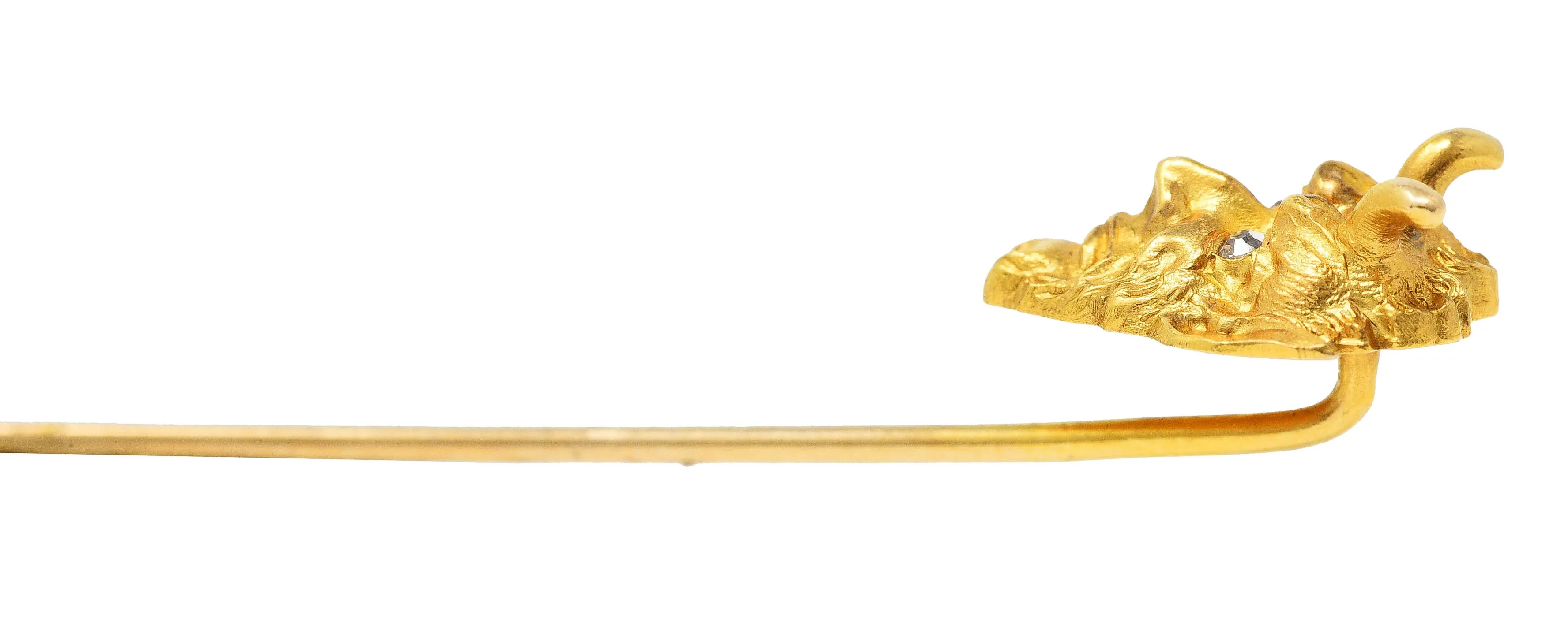 1900 Late Victorian Diamond 18 Karat Yellow Gold Devil Stickpin