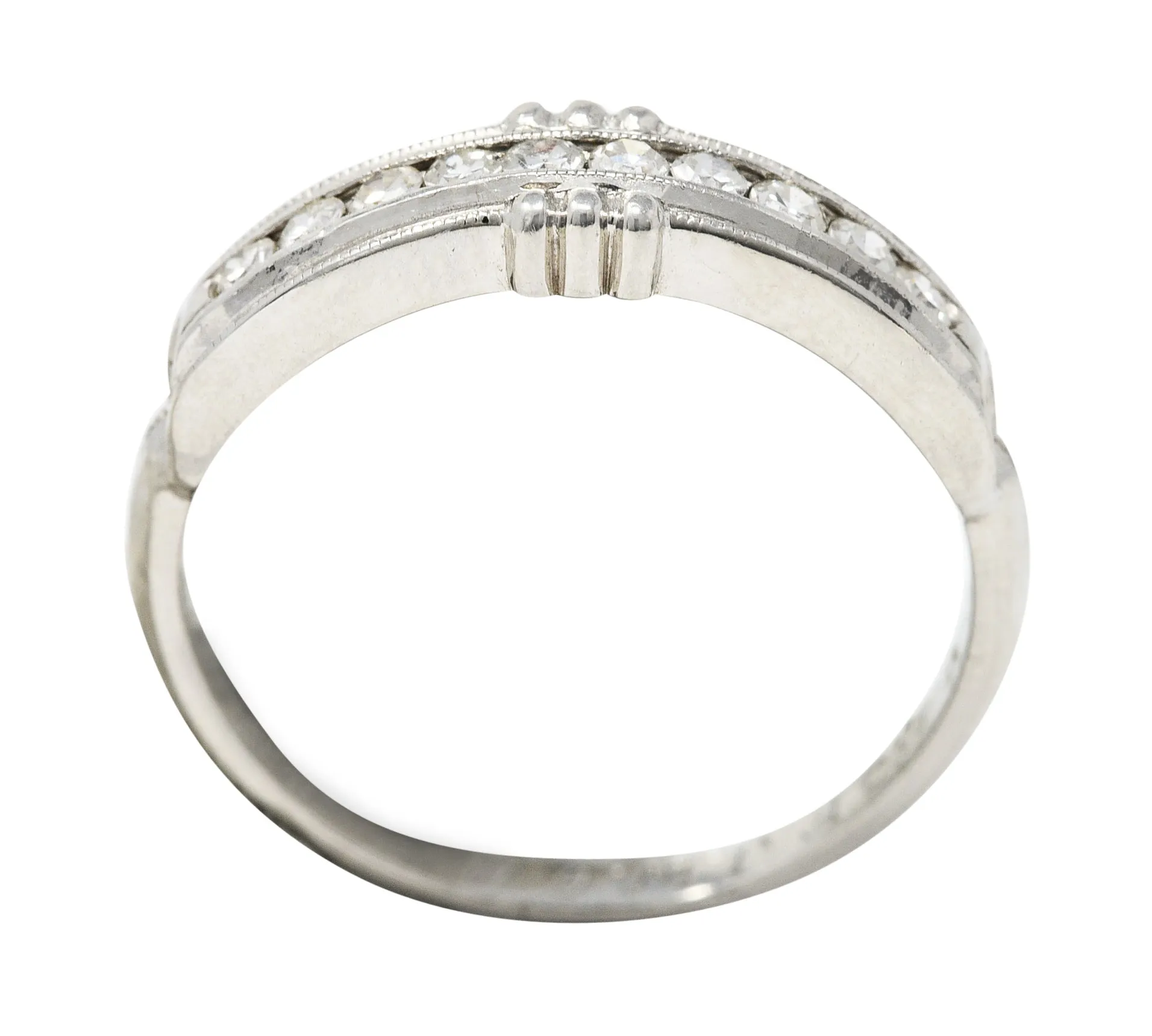 1935 Art Deco Single Cut Diamond Platinum Channel Band Ring