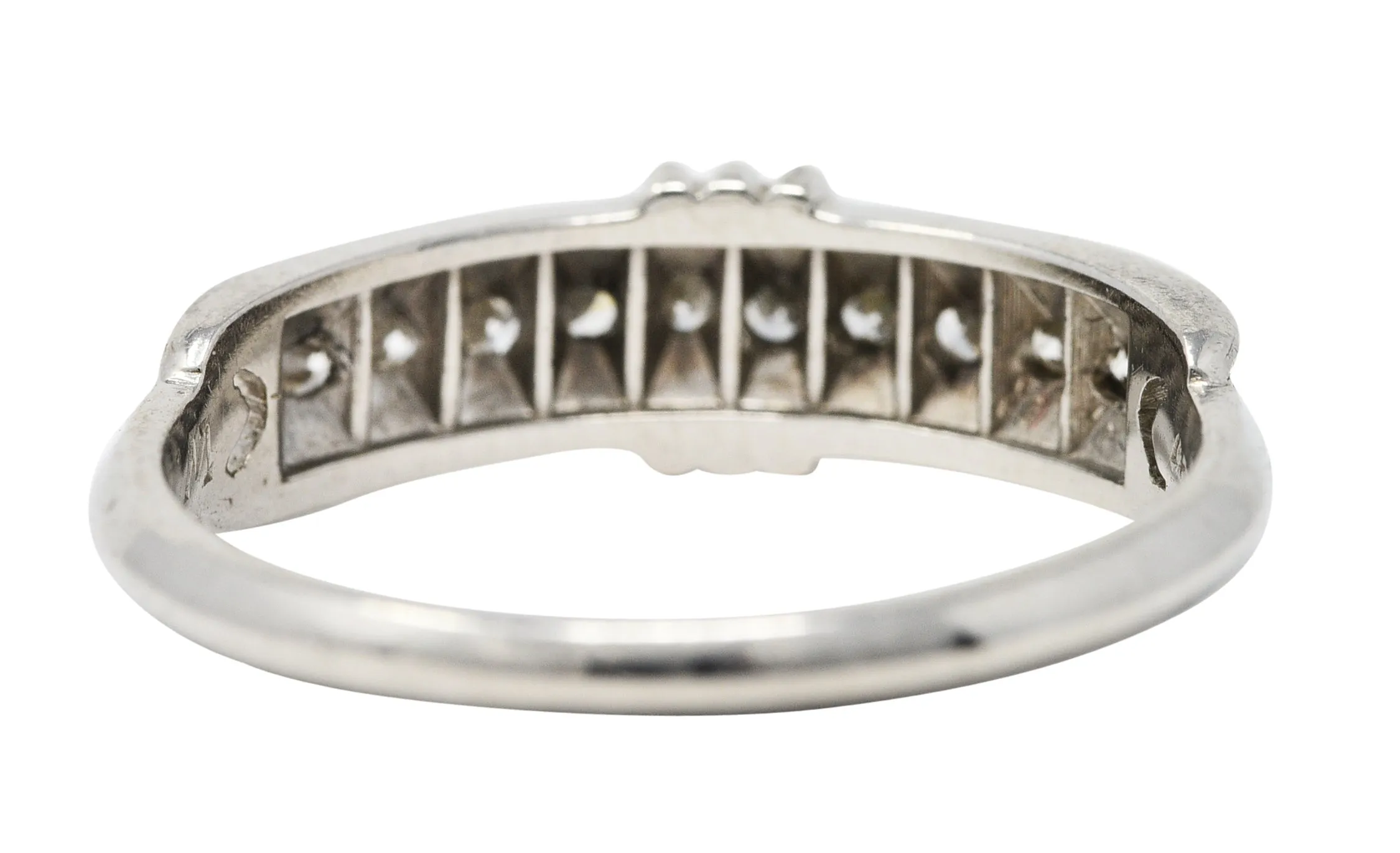 1935 Art Deco Single Cut Diamond Platinum Channel Band Ring