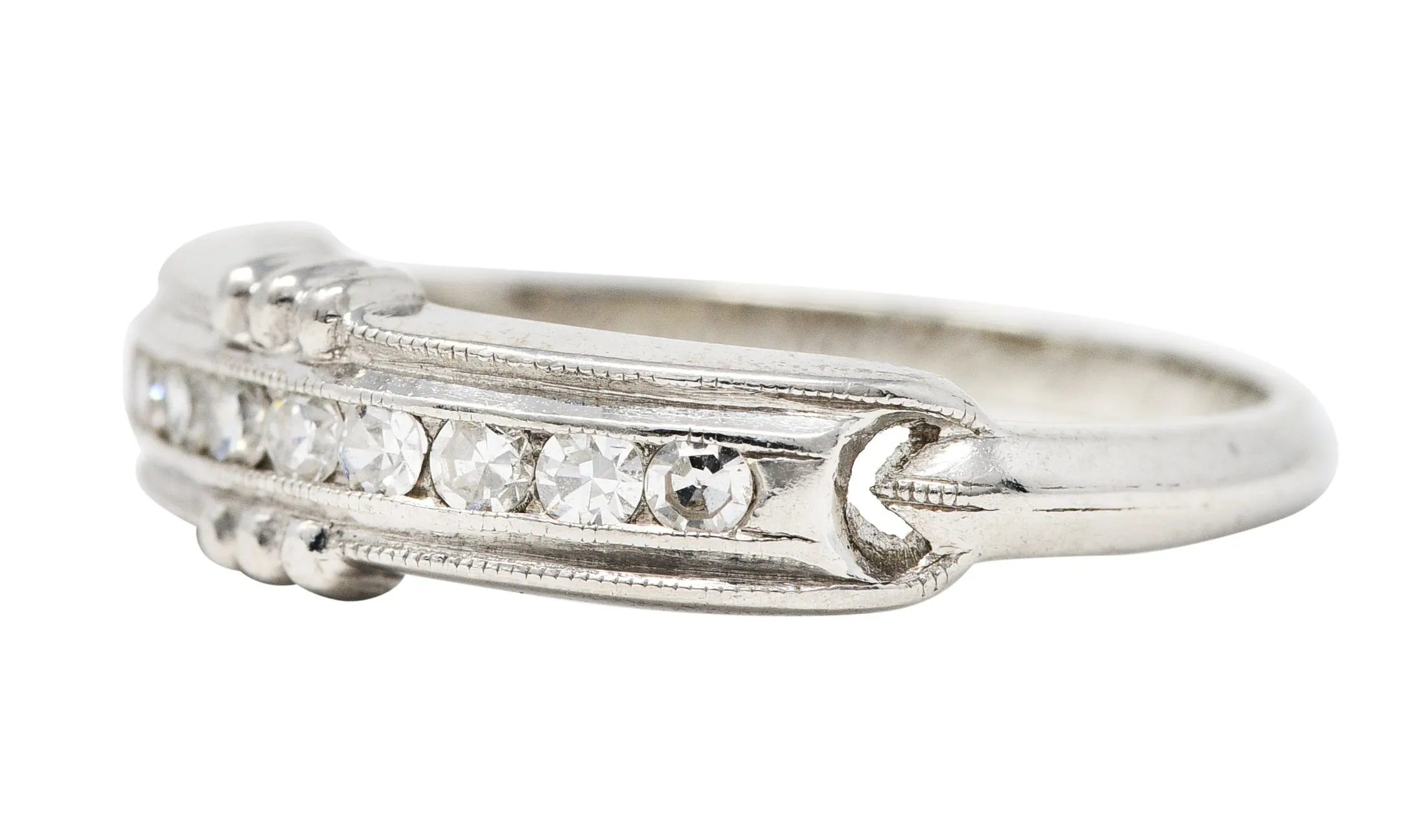 1935 Art Deco Single Cut Diamond Platinum Channel Band Ring