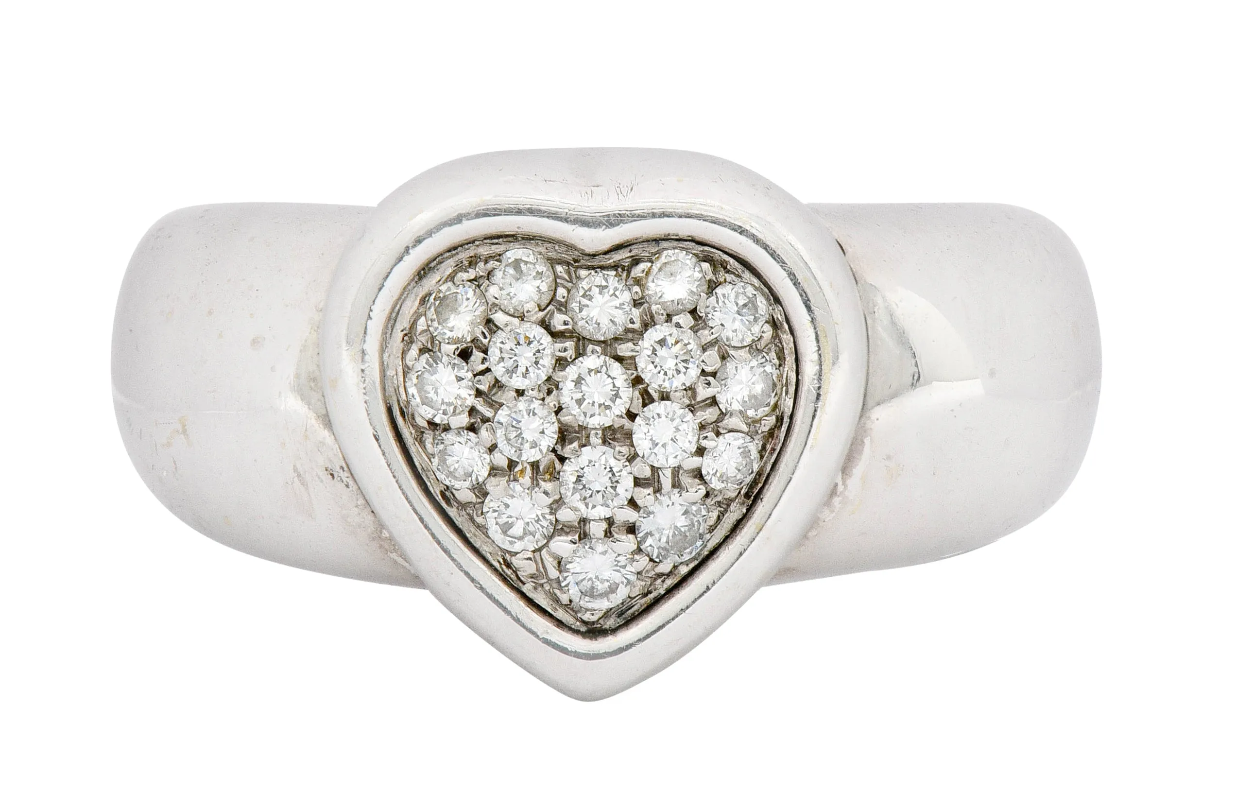 1997 Piaget 0.36 CTW Pave Diamond 18 Karat White Gold Heart Ring