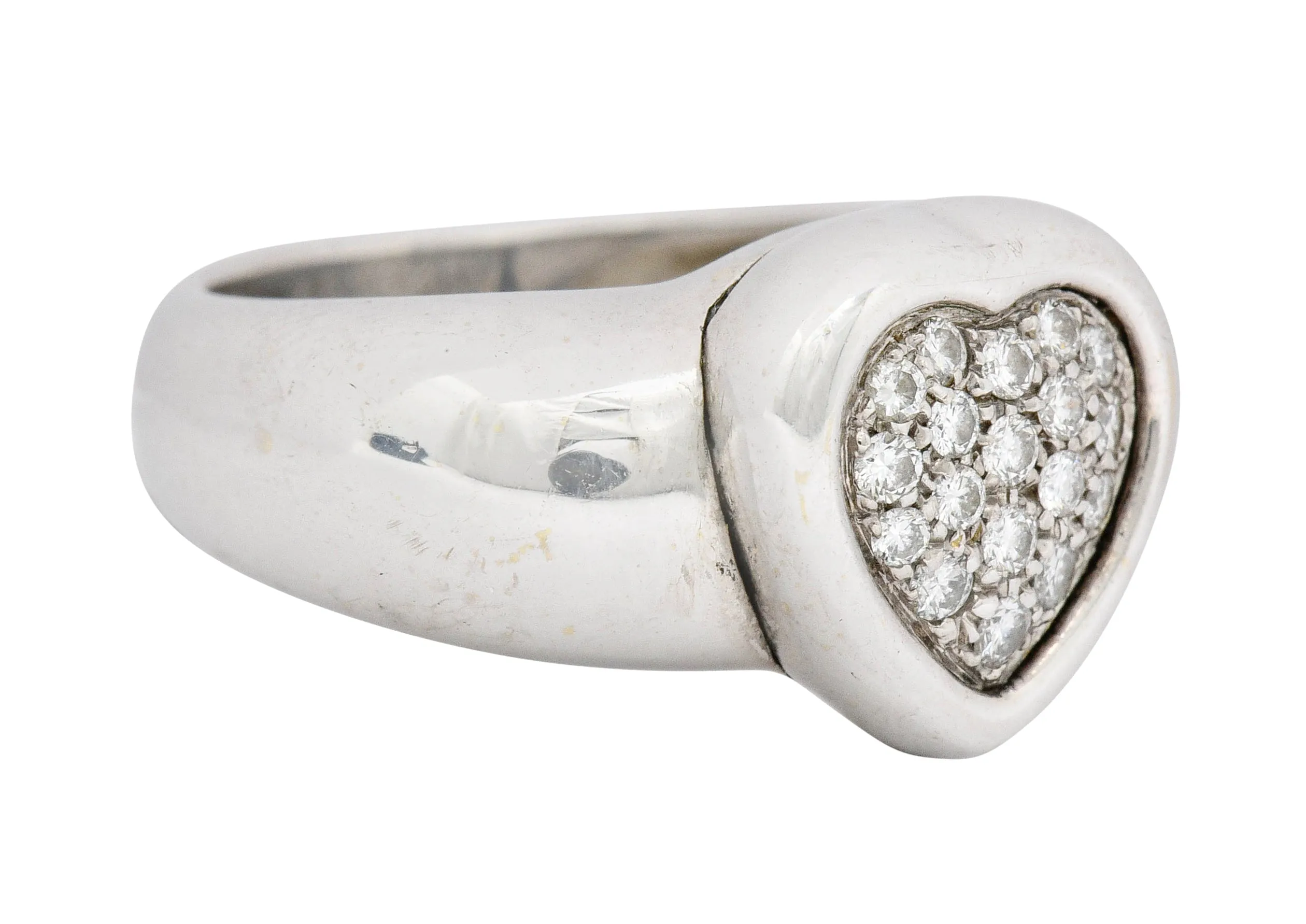 1997 Piaget 0.36 CTW Pave Diamond 18 Karat White Gold Heart Ring