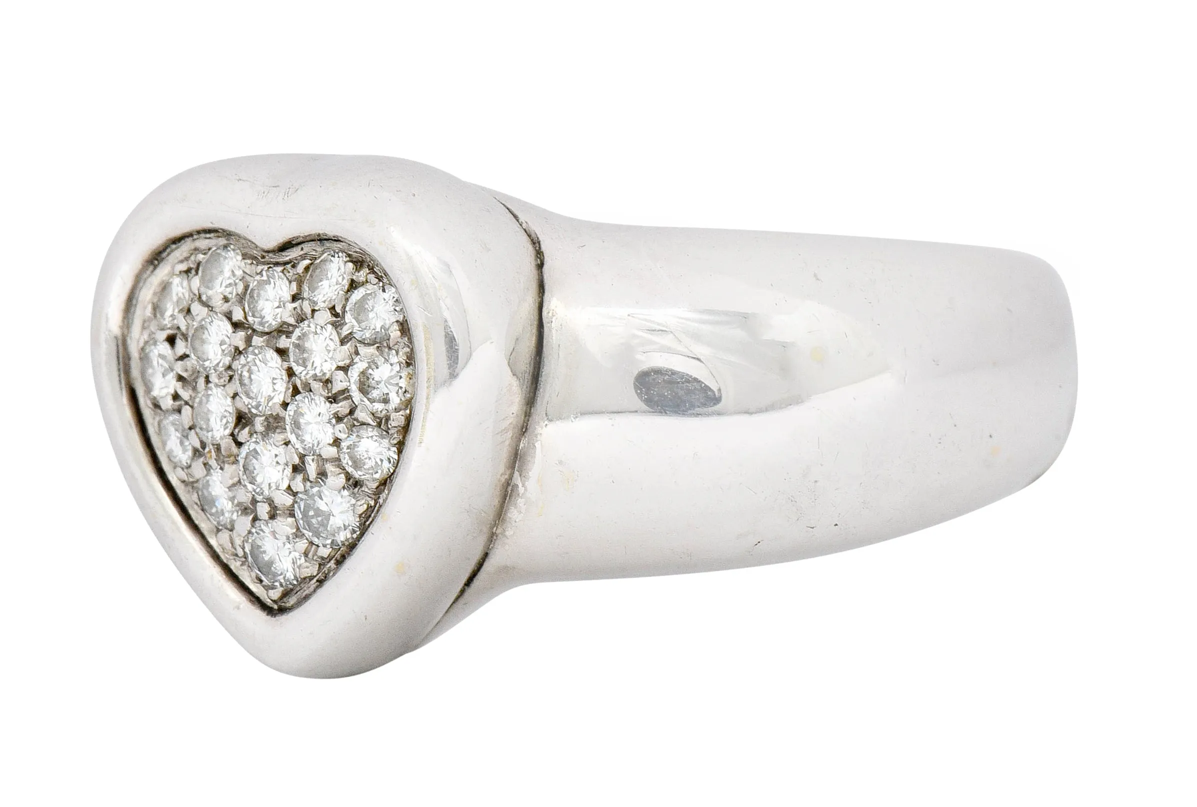 1997 Piaget 0.36 CTW Pave Diamond 18 Karat White Gold Heart Ring