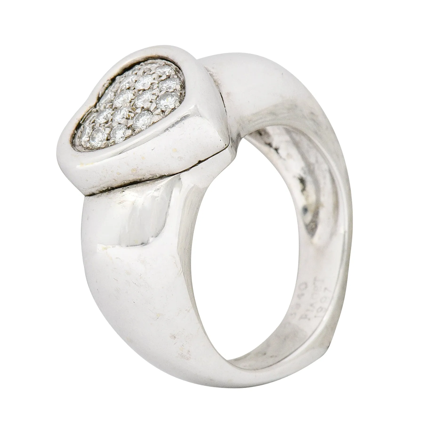 1997 Piaget 0.36 CTW Pave Diamond 18 Karat White Gold Heart Ring