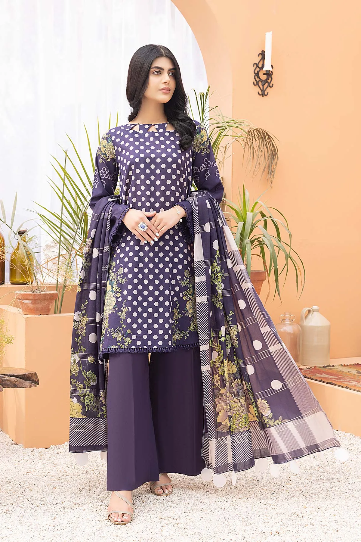 3-Pc Printed Lawn Unstitched With Voil Dupatta CP22-013