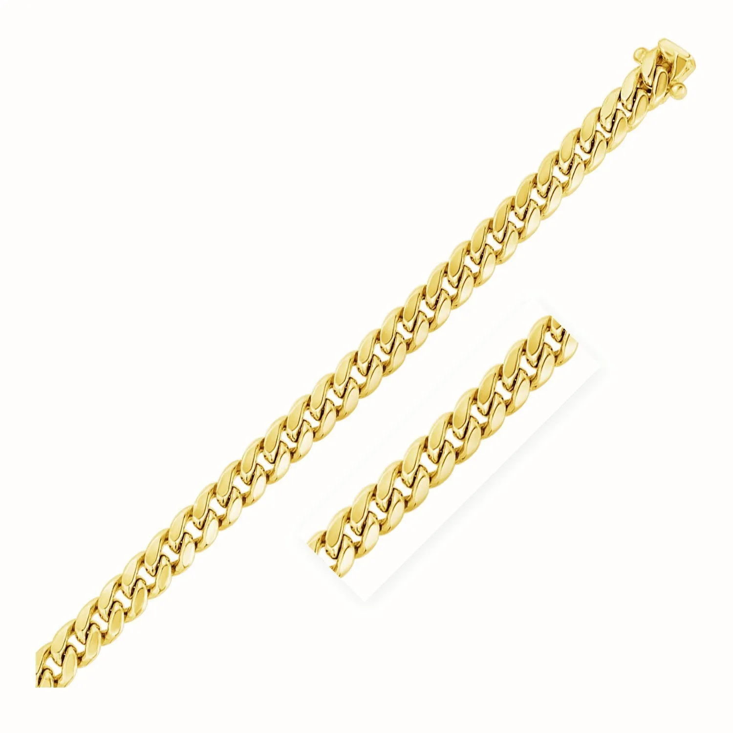 7.5mm 14k Yellow Gold Semi Solid Miami Cuban Chain-rx86020-24