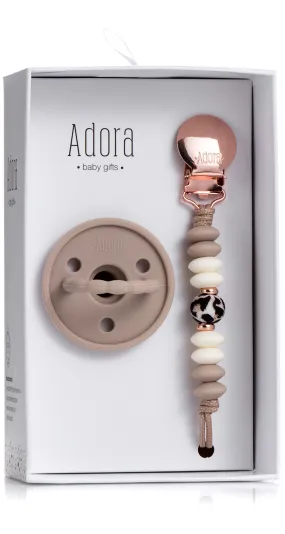 Adora Classic Pacifier Clip Set- Classic Saddle Leopard