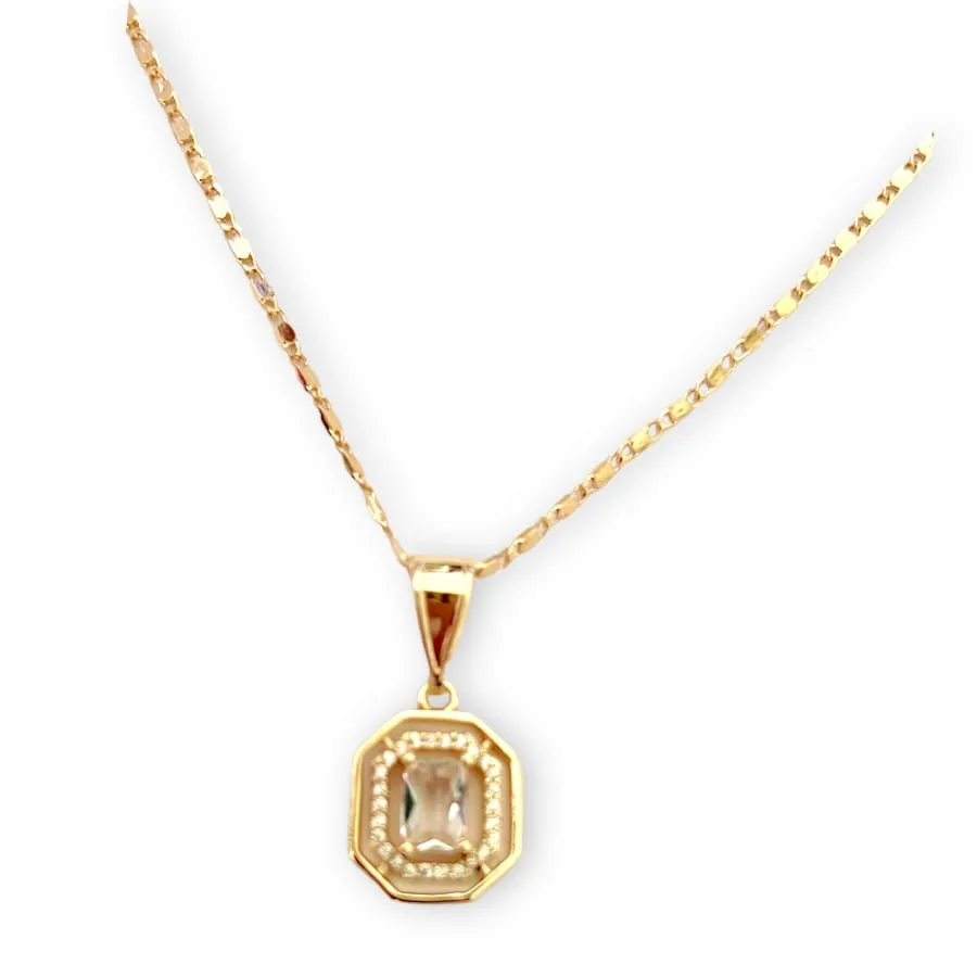 Allie clear rectangular stone in 18k of gold plated chain necklace