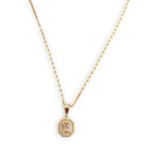 Allie clear rectangular stone in 18k of gold plated chain necklace