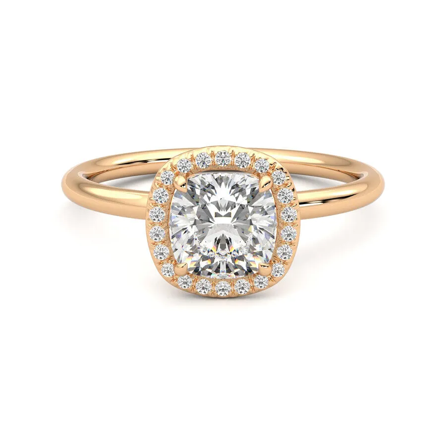 Anillo Eclat Halo Diamante y Oro Rosa 18k