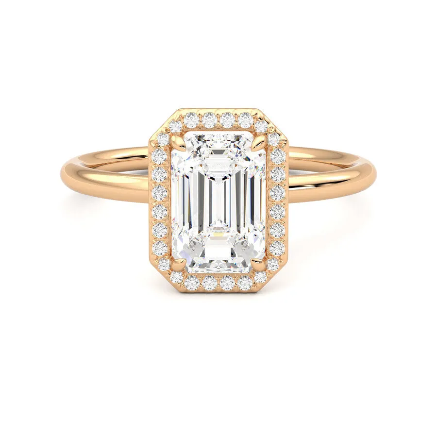 Anillo Eclat Halo Diamante y Oro Rosa 18k