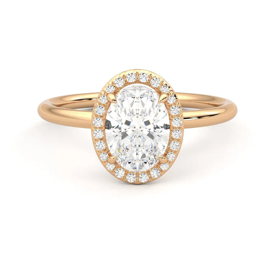 Anillo Eclat Halo Diamante y Oro Rosa 18k