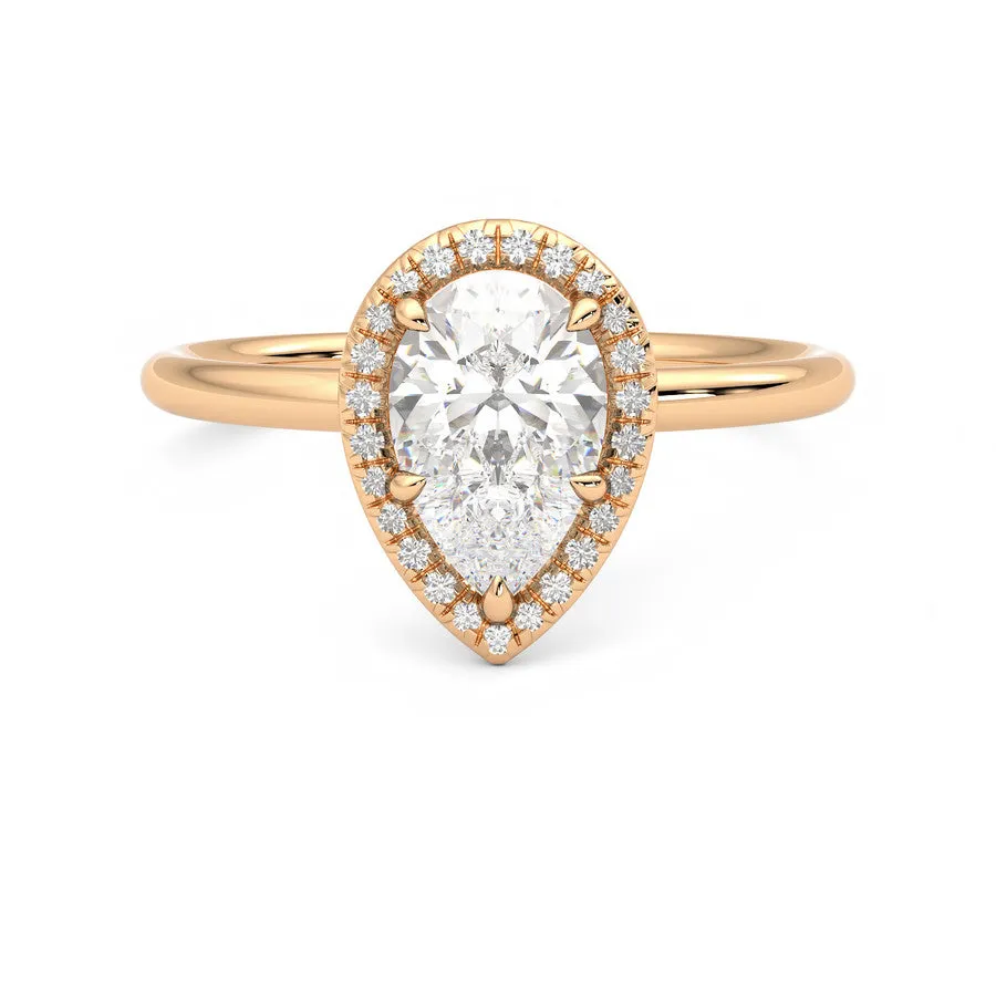 Anillo Eclat Halo Diamante y Oro Rosa 18k