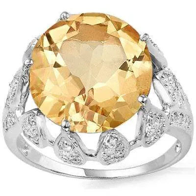 AWESOME 5.976 CARAT TW (69 PCS) CITRINE & GENUINE DIAMOND 10K SOLID WHITE GOLD R