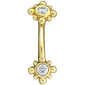 Bezel Plus 8 Gold Curved Barbell with DIAMONDS