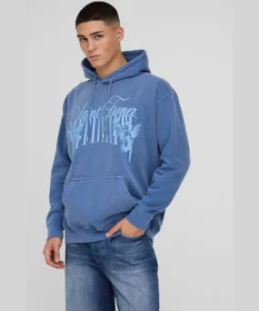 boohoo Mens Oversized Saint Tropez Renaissance Graphic Washed Hoodie