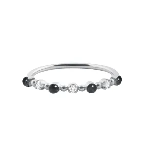 Classic Gigi 3 Diamond Black Ring, White Gold, Size 5.25