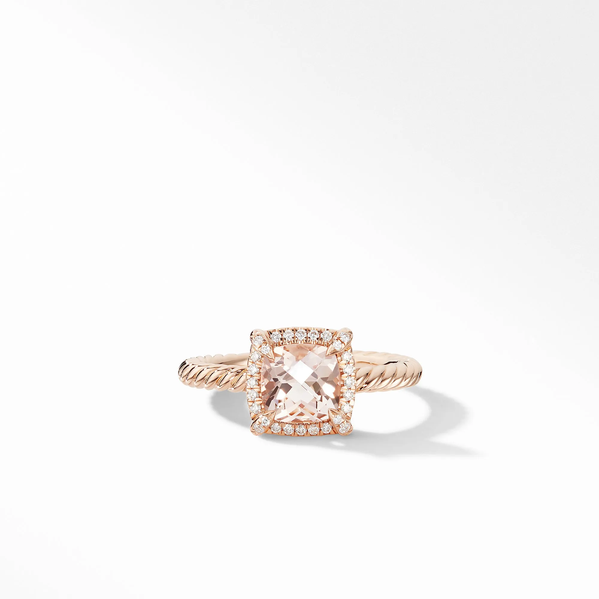 David Yurman Chatelaine Pave Bezel Ring in 18K Rose Gold with Morganite