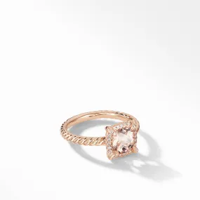 David Yurman Chatelaine Pave Bezel Ring in 18K Rose Gold with Morganite