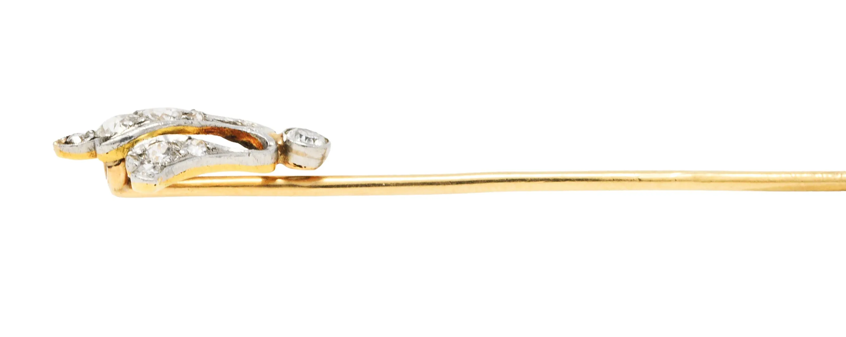 Edwardian 0.40 CTW Diamond Platinum-Topped 14 Karat Gold Lily Of The Valley Stickpin