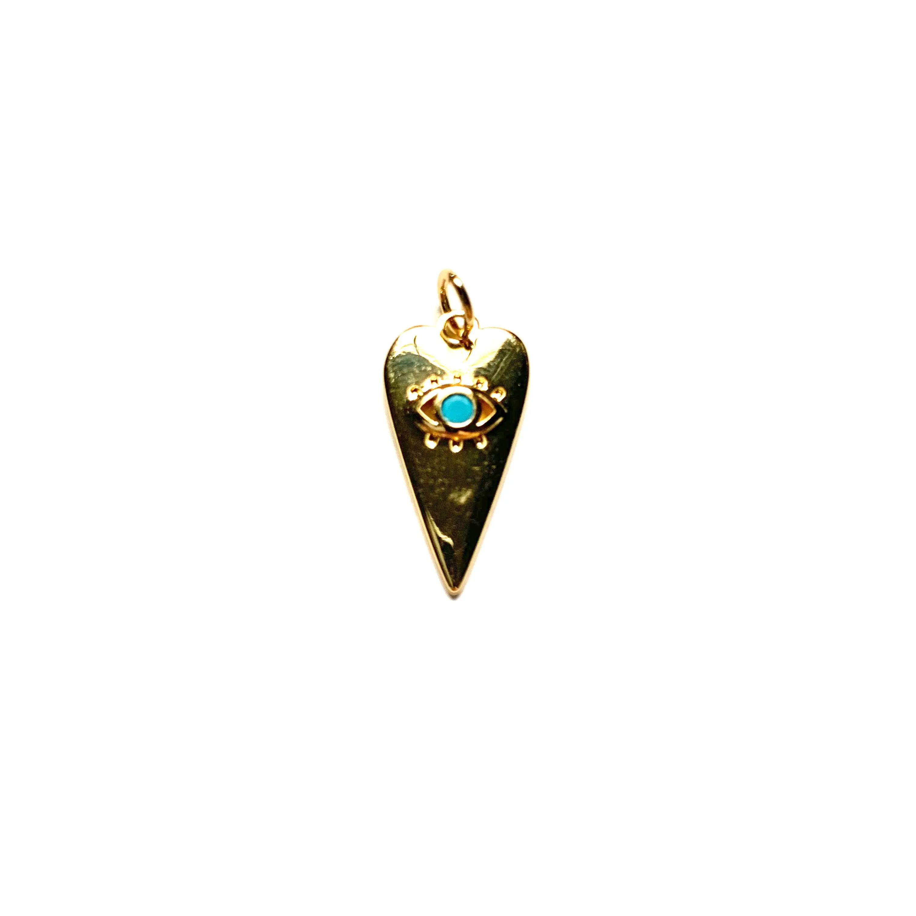 Elongated Heart with Turquoise Eye Charm