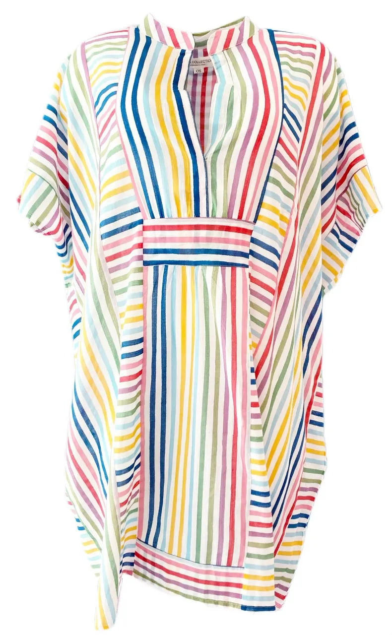 Emerson Fry Emerson Short Caftan, Rainbow Stripe