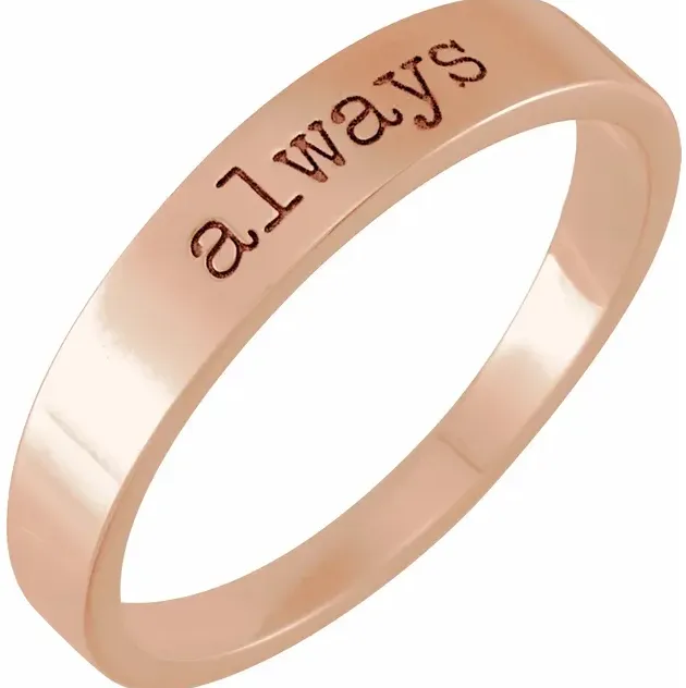 Engraved Text Stackable Ring