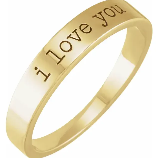 Engraved Text Stackable Ring