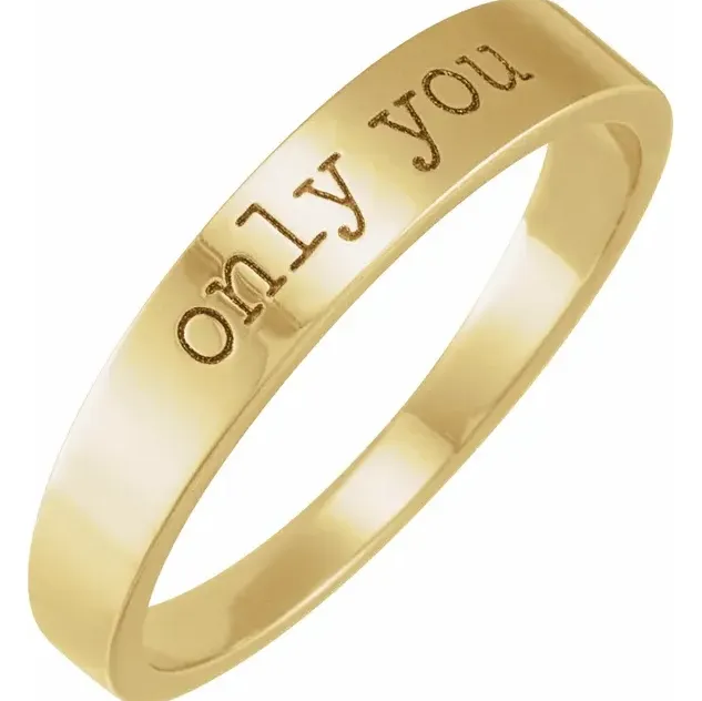 Engraved Text Stackable Ring