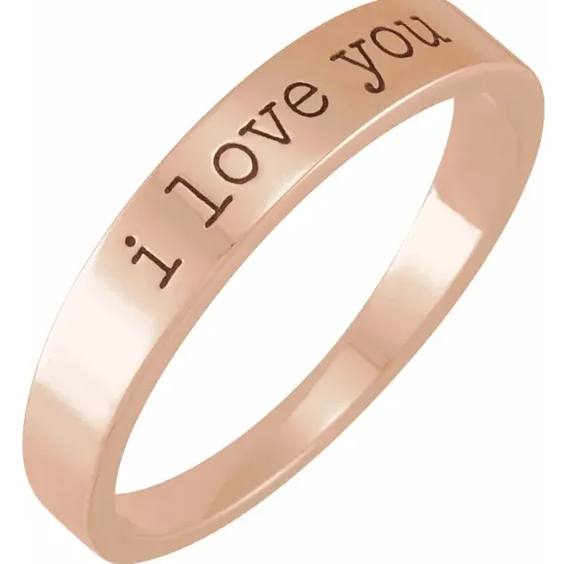 Engraved Text Stackable Ring