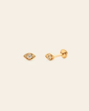 Evil Eye Stud - 14k Solid Gold