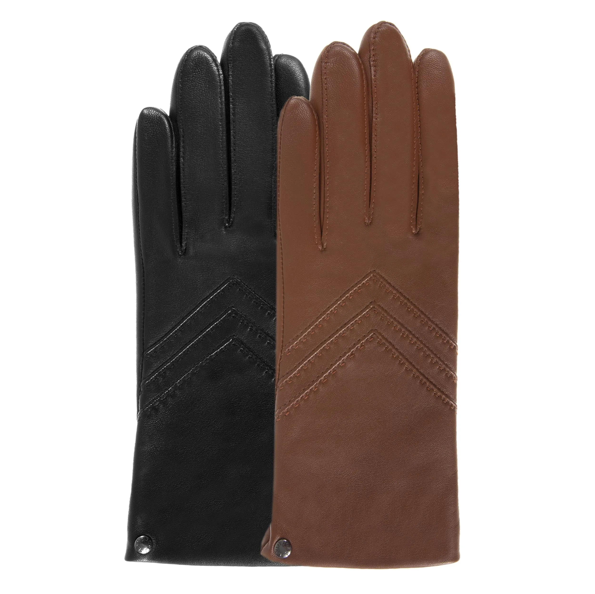 Gants Femme cuir chevrons Cognac