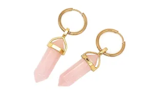 Golden Rose Quartz Hoops