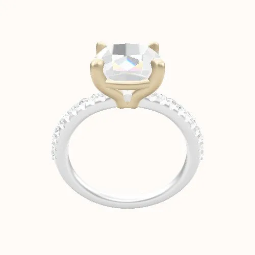 Half Pave Engagement Ring With Standard Four Prong Head