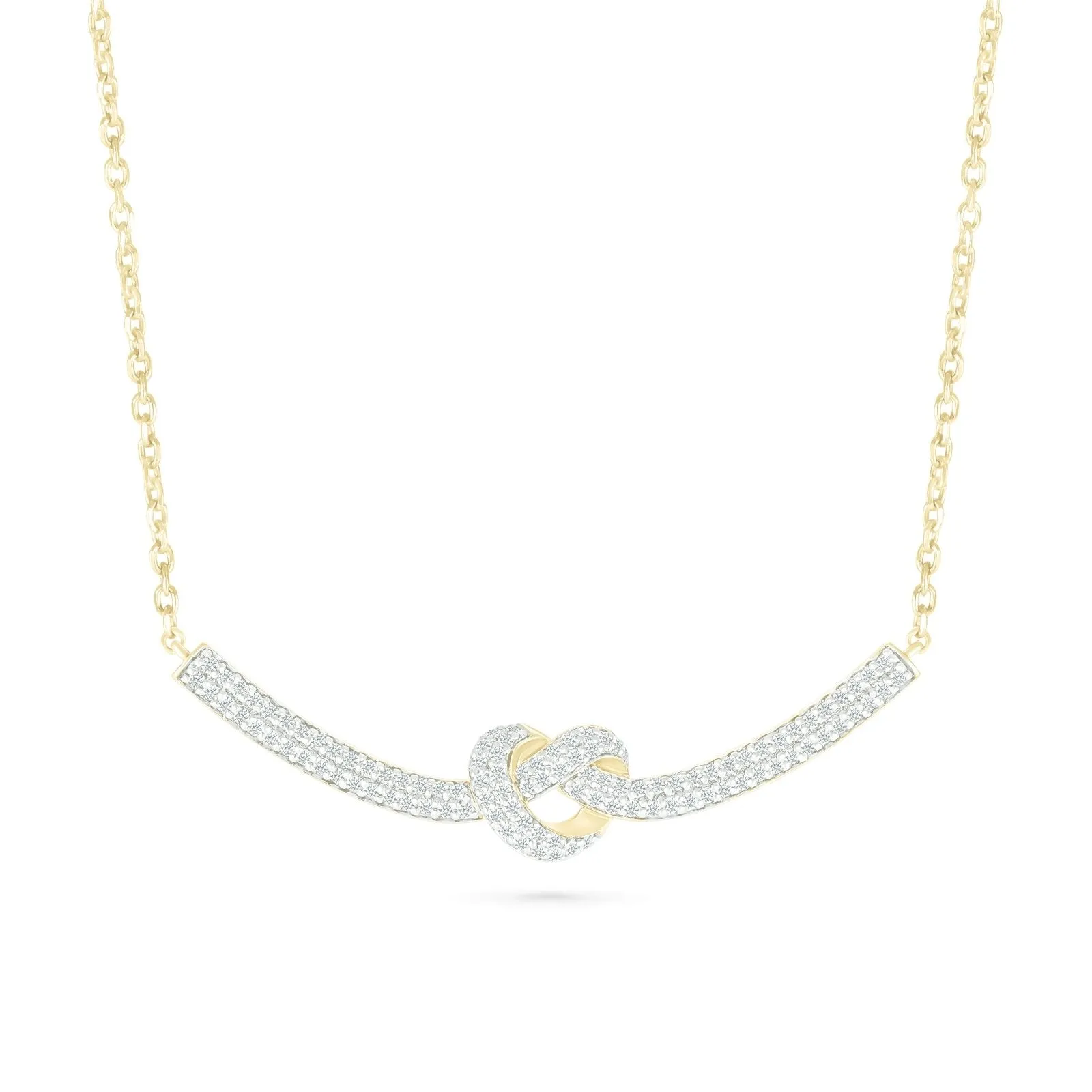 Heart Knot Diamond Bar Necklace