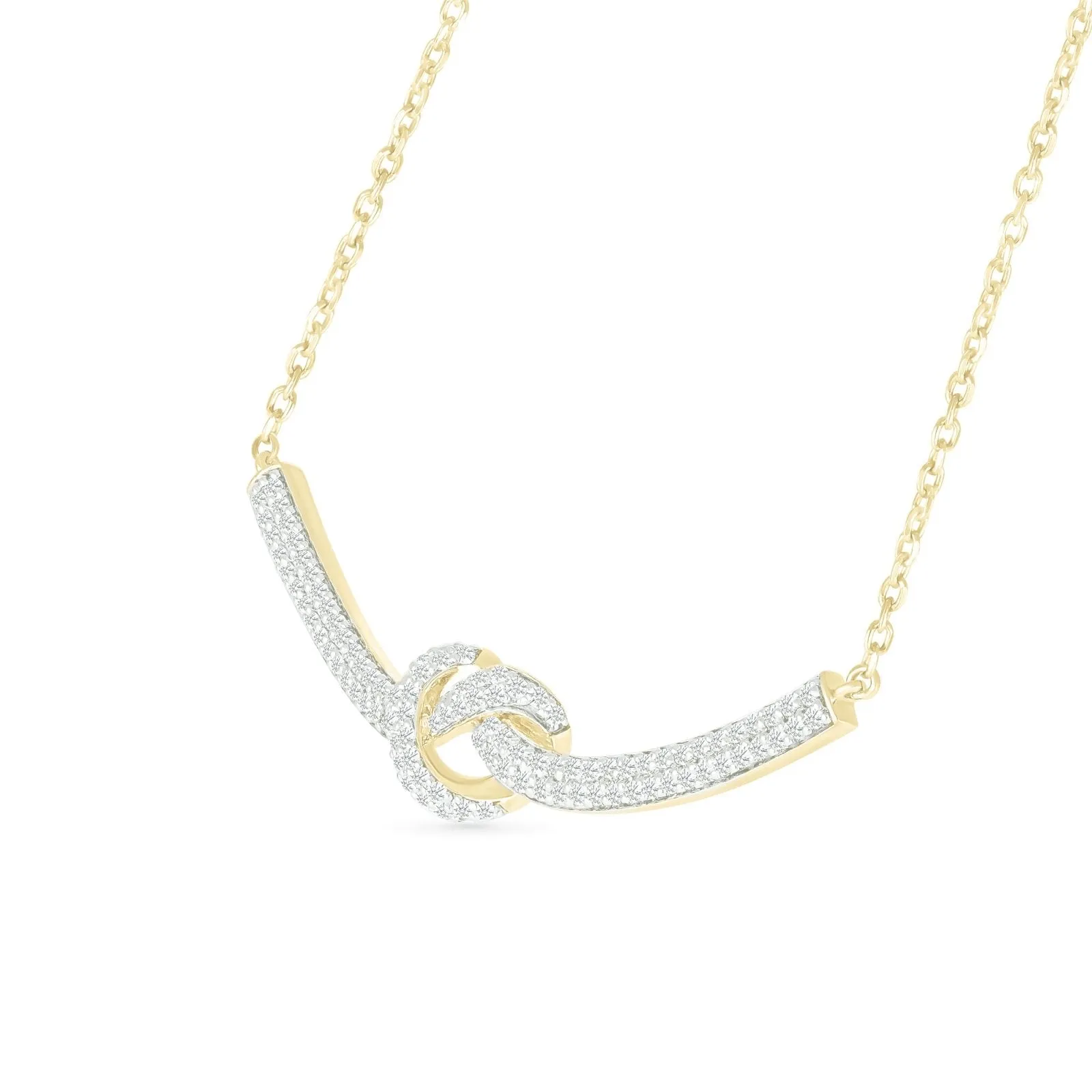 Heart Knot Diamond Bar Necklace