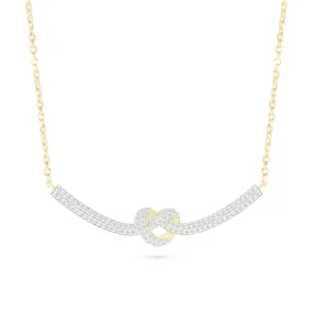 Heart Knot Diamond Bar Necklace