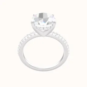 illusion Pave Engagement Ring With V Prong with Hidden Halo Head