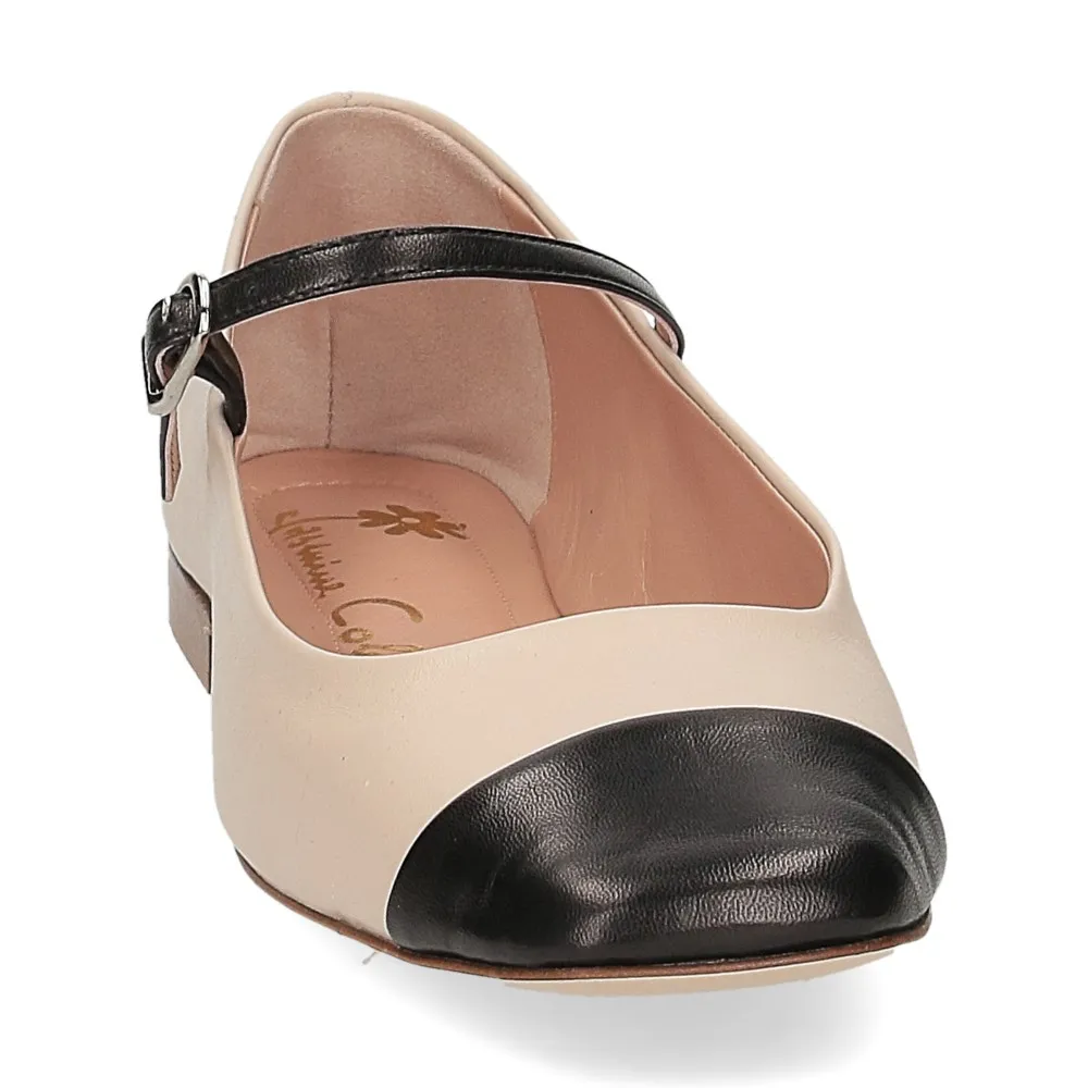 Jasmine Cole Ballerina Santhia pelle beige nero - Al Siletto | Al Siletto