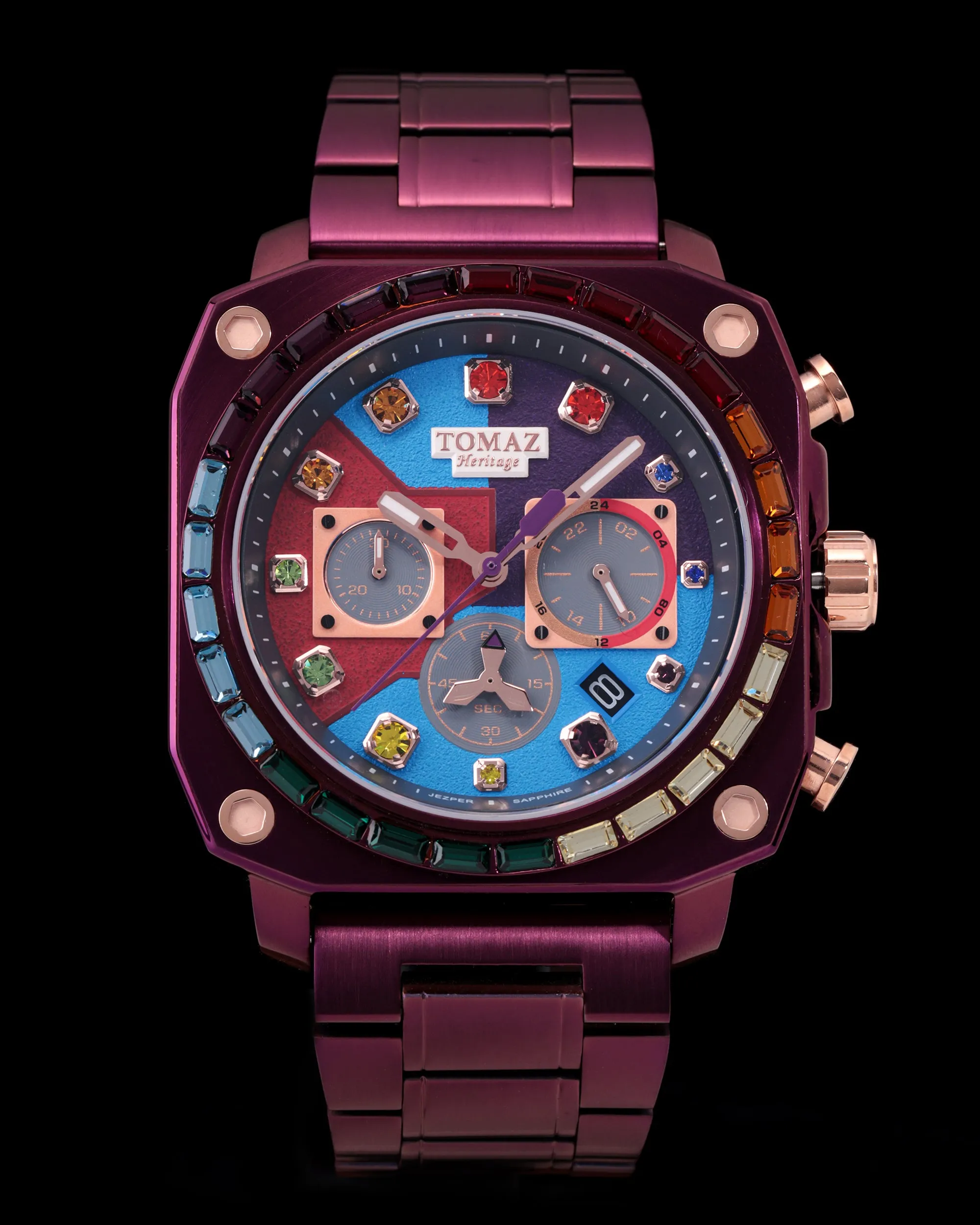 Jezper TQ021C-D1 (Purple) with Rainbow Swarovski (Purple Stainless Steel)